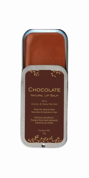 0.35oz 100% Natural Chocolate Lip Balm with Shea Butter & Cocoa - Nourishing & Moisturizing 10g Pack, No Color Added, for Soft & Smooth Lips