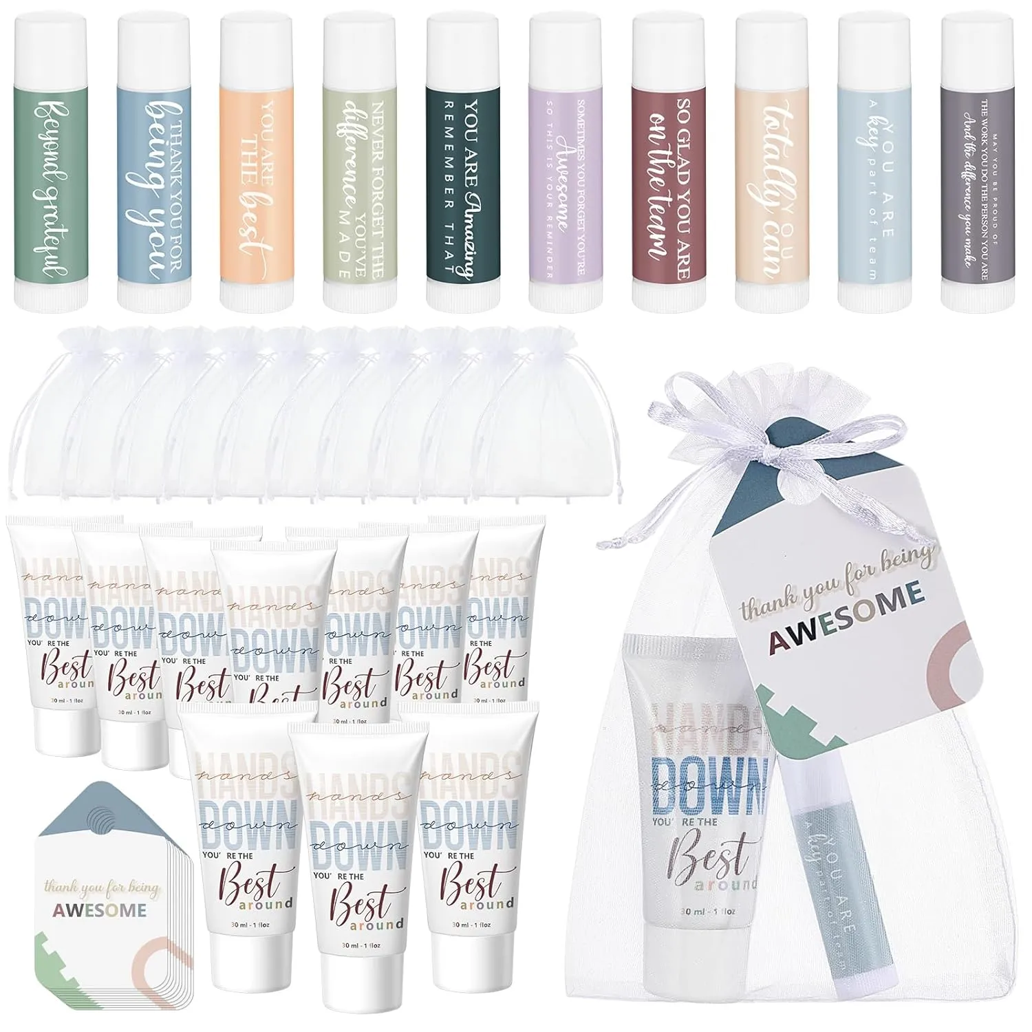 10 Sets 2025 CNA Week Gifts Bulk Lip Balms and Hand Cream Employee Appreciation Inspirational Hand Lotion Thank You Gifts Bulk for Coworker Staff Nurse Teacher Team