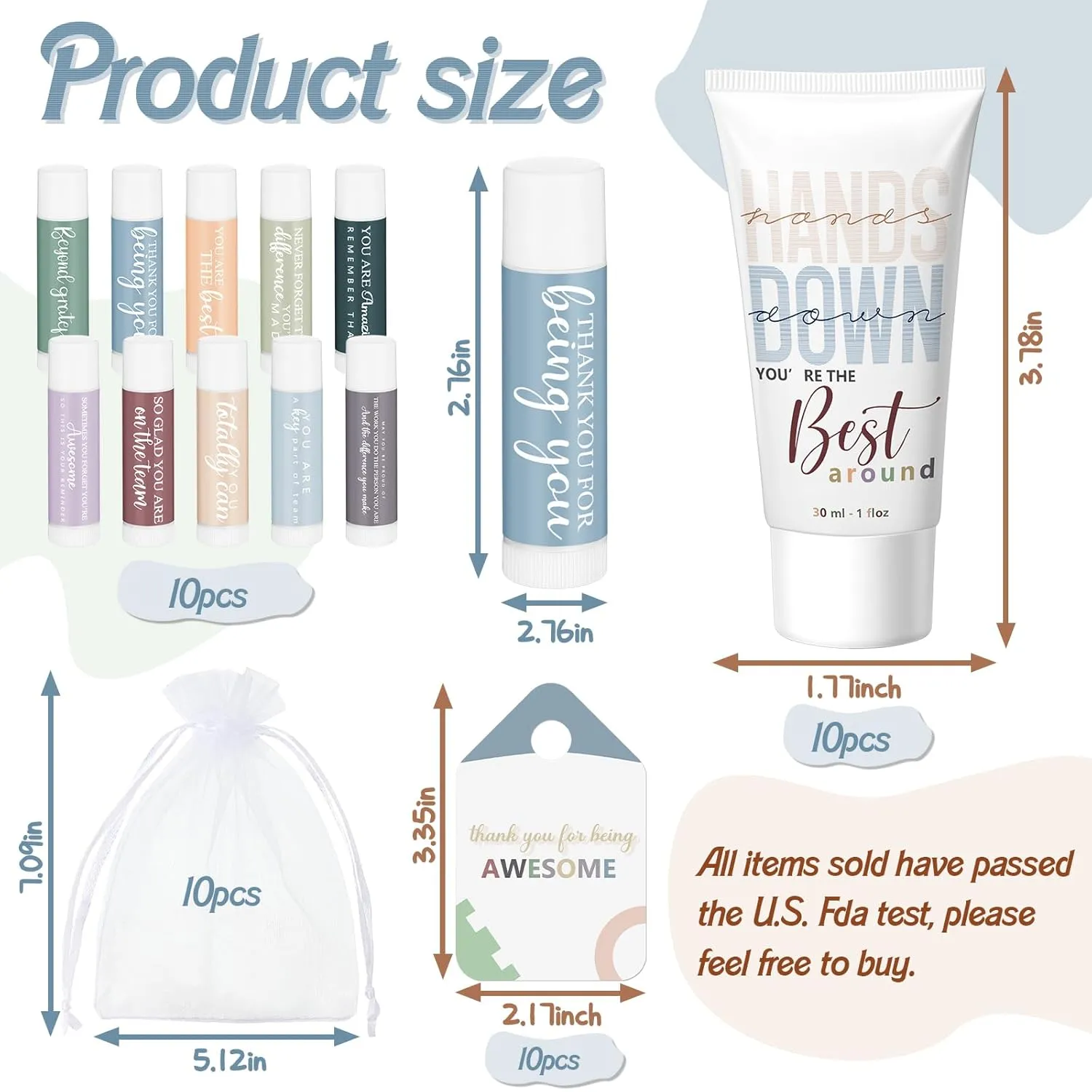 10 Sets 2025 CNA Week Gifts Bulk Lip Balms and Hand Cream Employee Appreciation Inspirational Hand Lotion Thank You Gifts Bulk for Coworker Staff Nurse Teacher Team