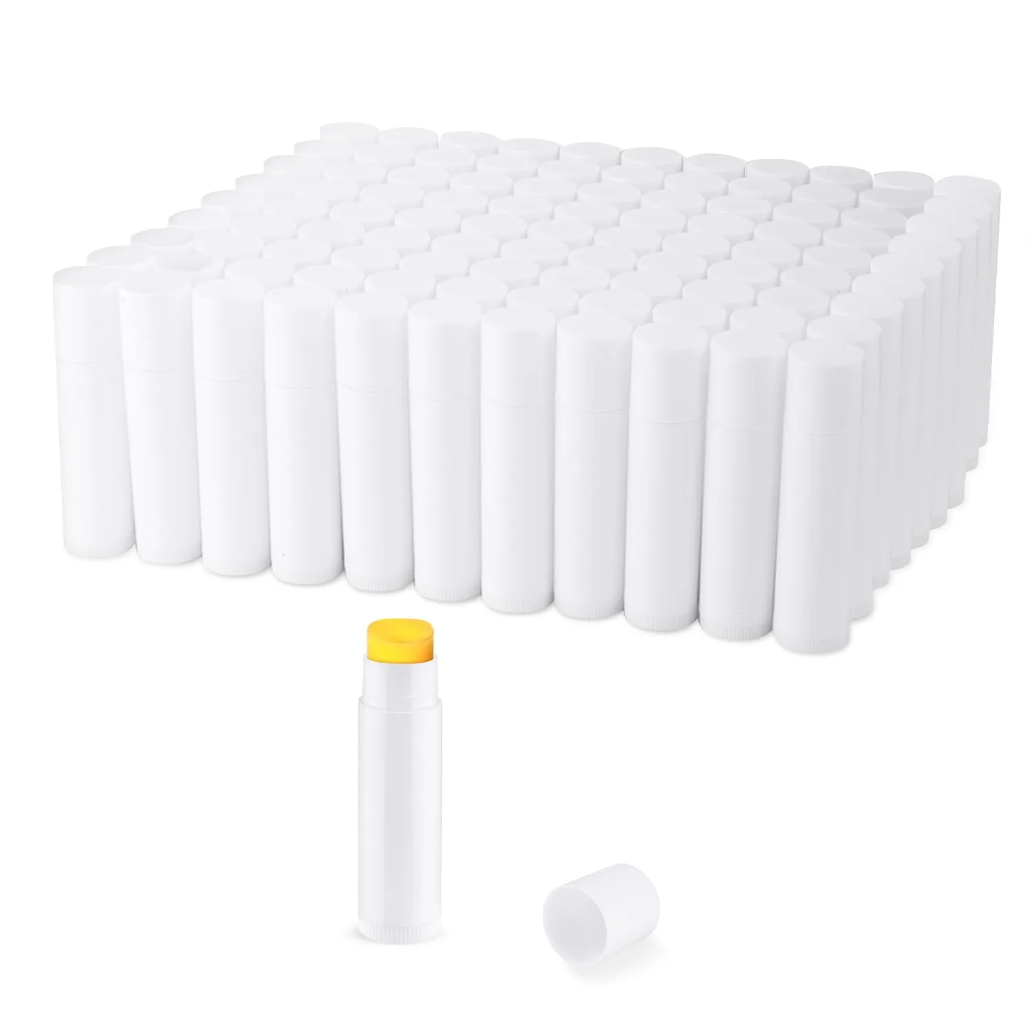 100 Pcs 5.5ml Bulk Empty Lip Balm Tubes Refillable Plastic Lip Gloss Container Travel Lipstick Tubes Holder For DIY Homemade Lip Balm (white)