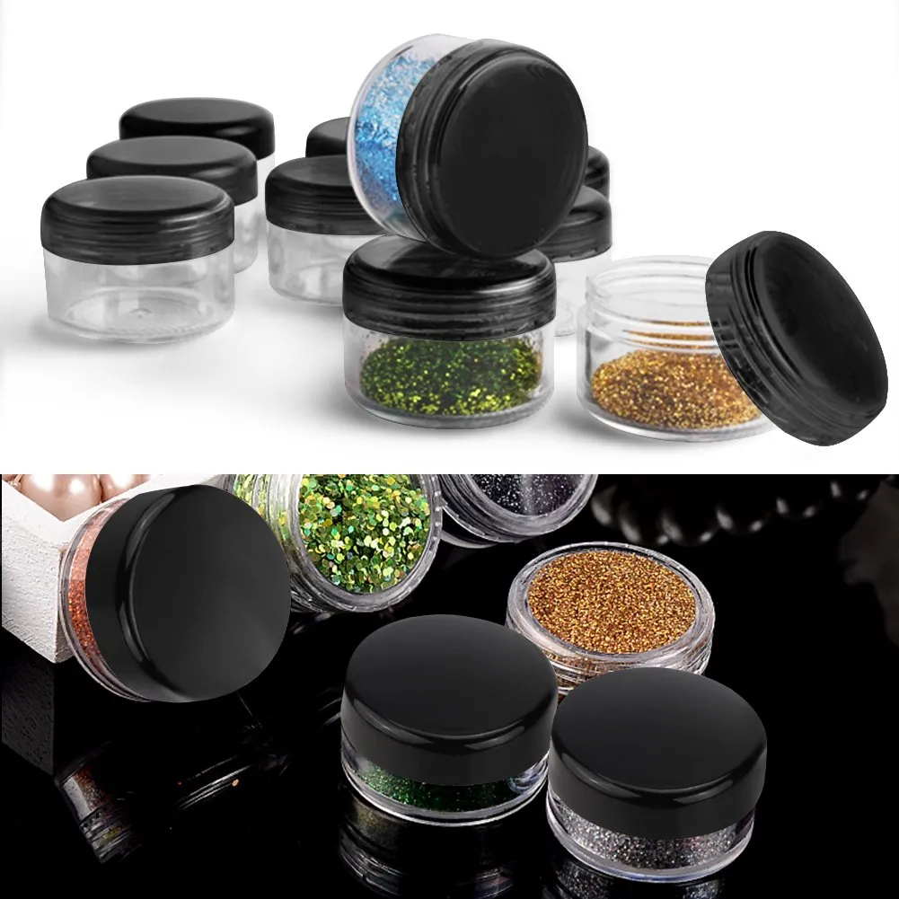 100 Pieces 3g Empty Clear Plastic Sample Containers with Lids Cosmetic Jars with 5 Pieces Mini Spatulas by Accmor