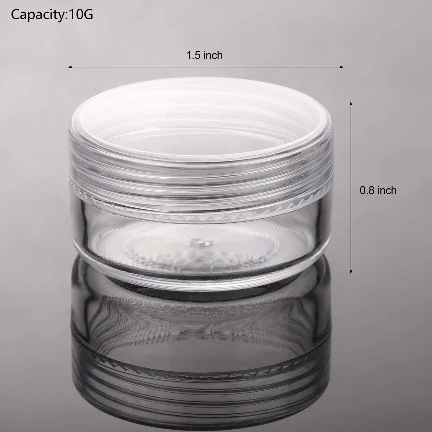 100 Count 10g Sample Jars with Lids Makeup Jars Plastic Lip Scrub Containers TSA Approved Cosmetic Containers for Traveling - Clear