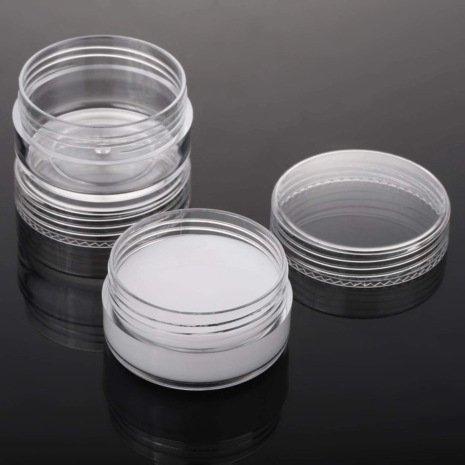 100 Count 10g Sample Jars with Lids Makeup Jars Plastic Lip Scrub Containers TSA Approved Cosmetic Containers for Traveling - Clear