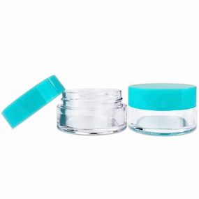 100 Jars - Beauticom High-Graded 5 Grams/5 mL BPA Free Thick Clear Acrylic NO LEAK Plastic Jars empty Container Teal Lid for Cosmetic, Lip Balm, Beads, Creams, Lotion, Liquids, Sample, Travel