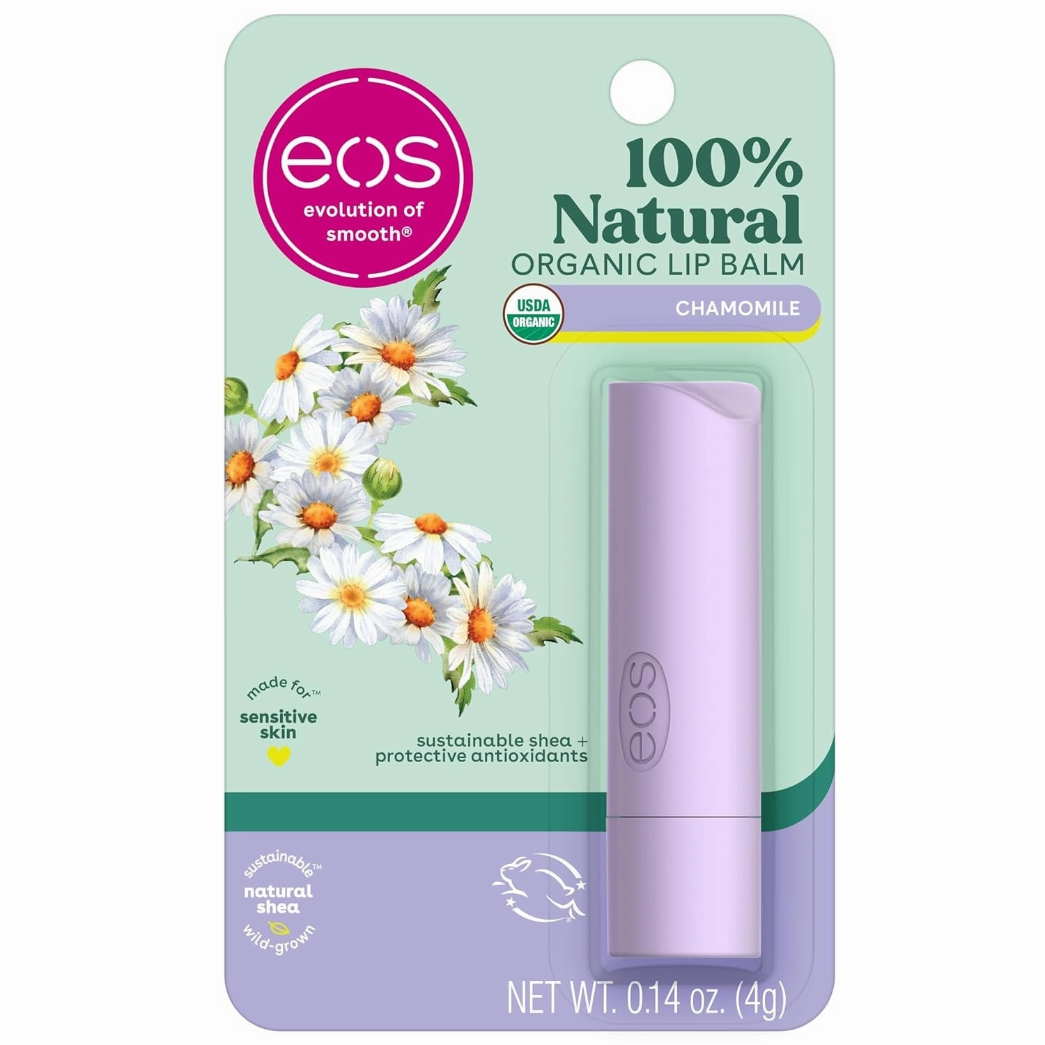 100% Natural & Organic Lip Balm Sticks- Vanilla Bean, All-Day Moisture, Dermatologist Recommended, 0.14 Oz, 2-Pack