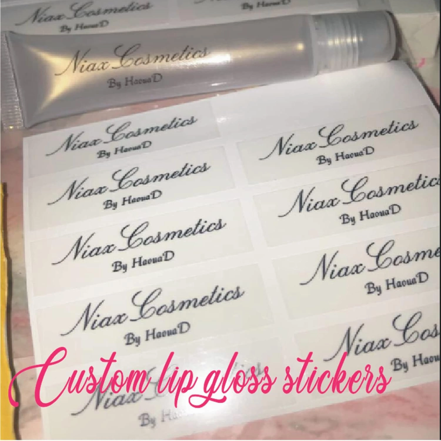 100 Pieces Clear Lip Gloss Tube Label - Personalized Vinyl Stickers for Empty Bottles - DIY Waterproof Labels (2.5x5cm, 100PCS)