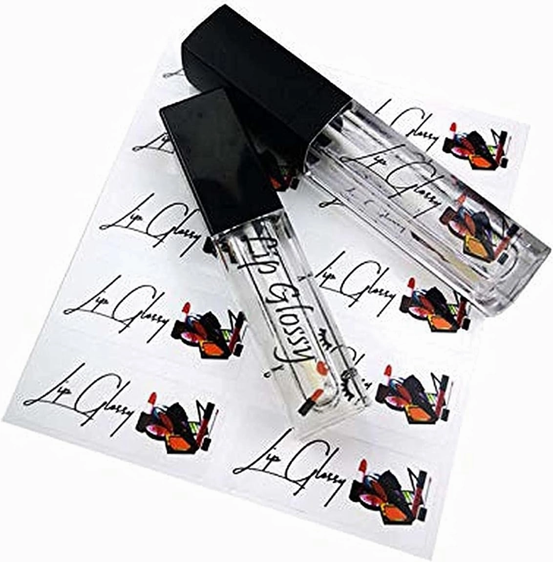 100 Pieces Clear Lip Gloss Tube Labels Lip Gloss Stickers Roller Bottle Labels PVC Waterproof Lip Gloss Tube Accessories Adhesive Printing Fits for Lip Gloss Decoration (3.0cmx2.5cm)