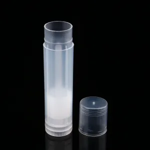 100Pcs 5ml Empty Lipstick Lip Balm Container Tube, Clear Black White Empty Lip Balm Tubes with Caps, Craft Supplies
