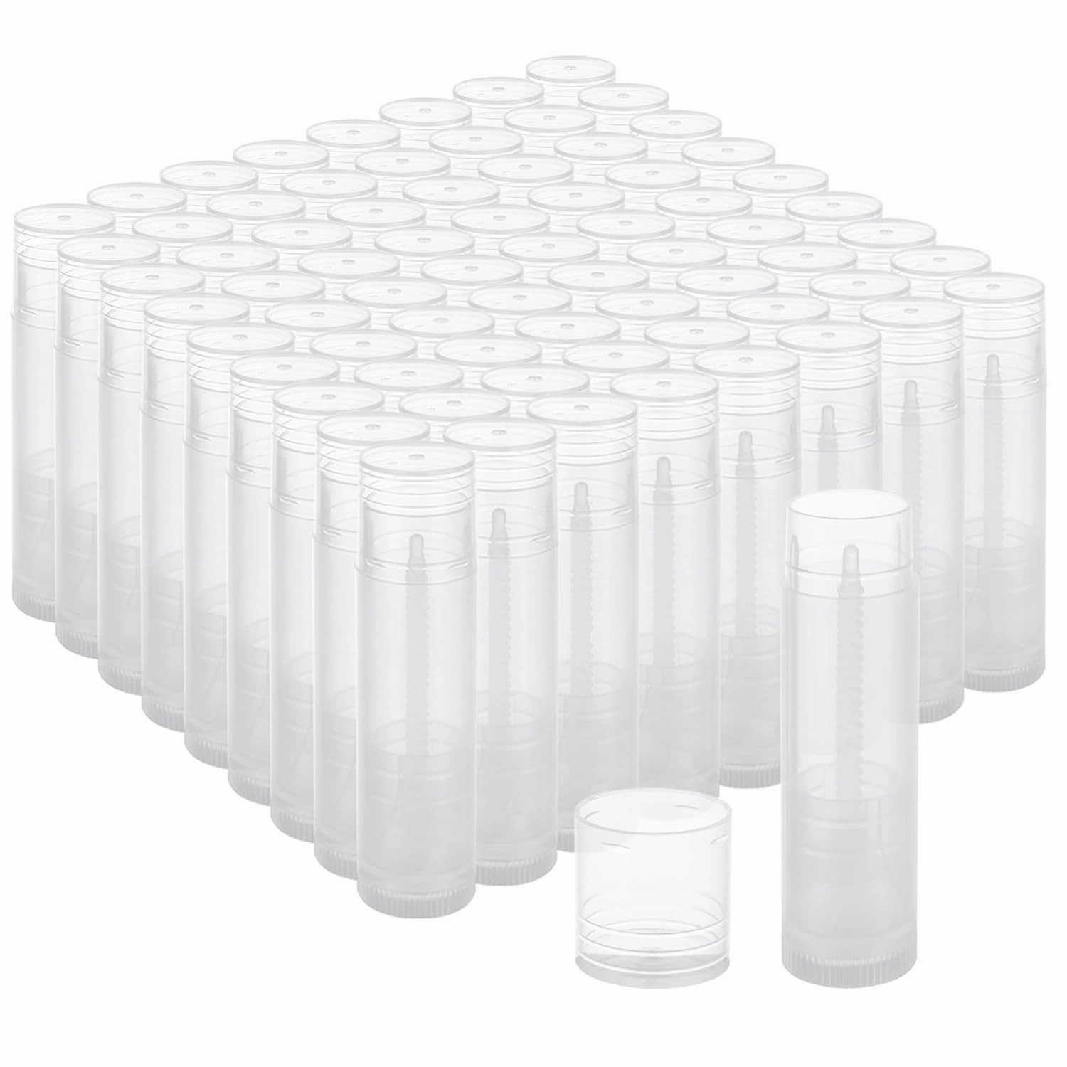 100PCS Lip Balm Tubes with Caps Clear Lip Balm Tubes Empty Bulk for DIY Lipstick Chapstick Homemade 3/16 Oz (5.5 ml)