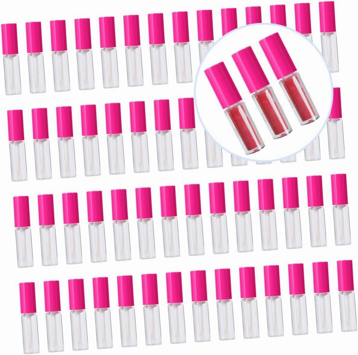 100Pcs Lip Gloss Bottles with Cover Lip Container for DIY Makeup for Lip Glaze and Lip Oil Travel Friendly Design for Ladies and Rosy