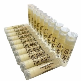 10 Their Love is the Balm Flavored Personalized Lip Balm Party Favors for a Bridal Shower, Bachelorette Party, Wedding, Engagament with Clear Labels (Peach)