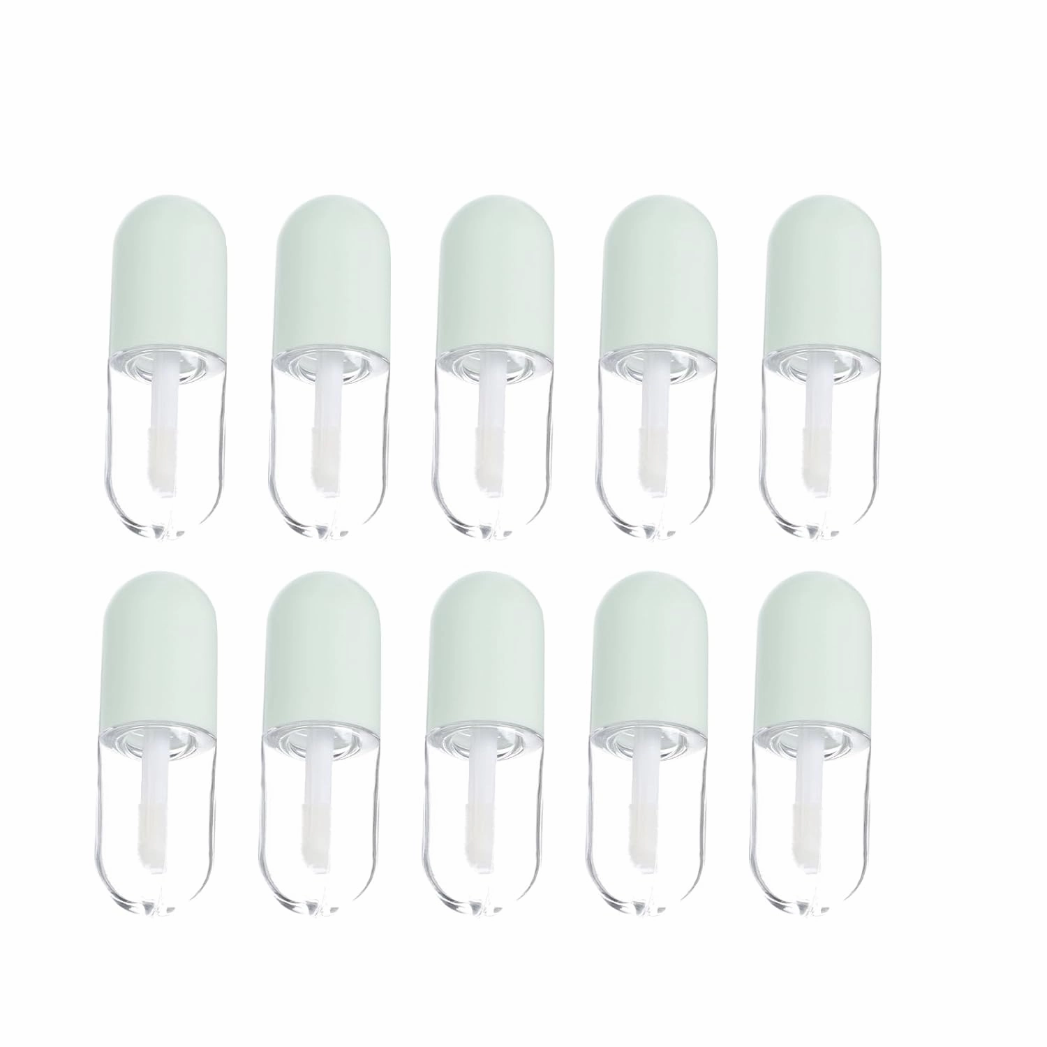 10Pcs 5ml Cute Capsule Shaped Mini Lip Gloss Tubes Refillable Lip Balm Bottles Clear Empty Lip Balm Containers Plastic Lipstick Tube with Wands for DIY Cosmetics Green