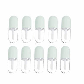 10Pcs 5ml Cute Capsule Shaped Mini Lip Gloss Tubes Refillable Lip Balm Bottles Clear Empty Lip Balm Containers Plastic Lipstick Tube with Wands for DIY Cosmetics Green