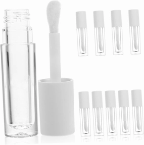 10pcs Transparent Lip Glaze Bottle Refillable Transparent Lip Oil Bottles Clear Eyelash Mascara Lip Gloss Supplies Mini Lip Gloss Mini Lip Balm Tube Lip Gloss Plastic Abs White