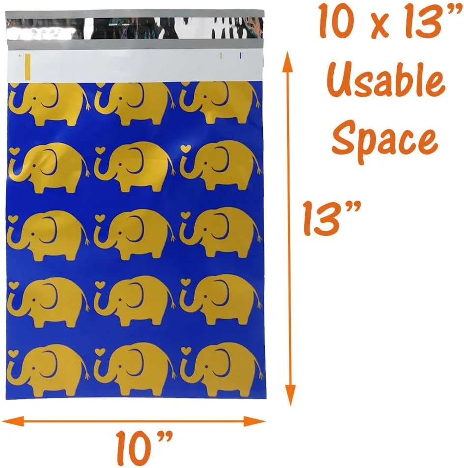 10x13" Owls, Cats, Elephants Poly Mailers Combo Pack, Quality Self Adhesive Shipping Bag Flat Envelopes with Kissy Seal Stickers (300)
