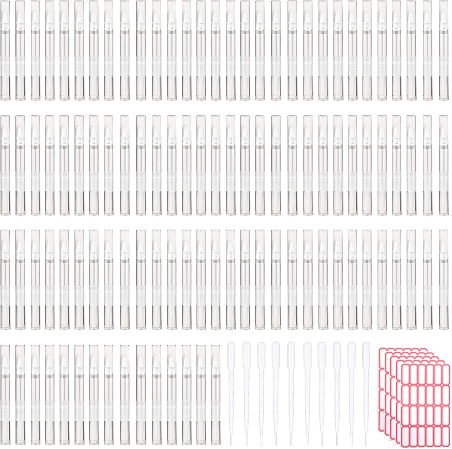 110 Pcs 3 ml Empty Cuticle Oil Pen Transparent Twist Pen Empty Nail Oil Pen with Brush Tip Cosmetic Container Applicator for Homemade Nail Oil, Lip Gloss, Eyelash Growth Liquid, White