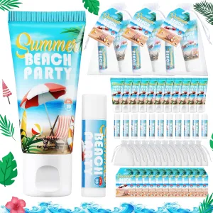 12 Sets Summer Party Supplies Bulk Spf 30 Travel Size Mini Sunscreen and Sunscreen Lip Balms for Summer Party Thank You Gifts Supplies(Beach)