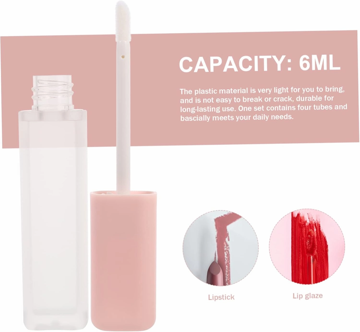 12 Pcs 6ml Lip Glaze Empty Bottle Lip Gloss Bottle Clear Lip Balm Container Lip Gloss Wand Containers Lipstick Tube Clear Plastic Containers Lip Gloss Tube Filling