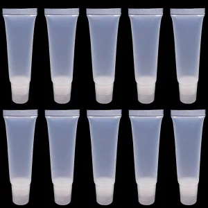 12ml 50 Pcs Empty Lip Gloss Balm Tubes Lip Gloss Containers Squeeze Soft Tubes Clear Cosmetic Mini Containers for DIY Makeup Lip Gloss