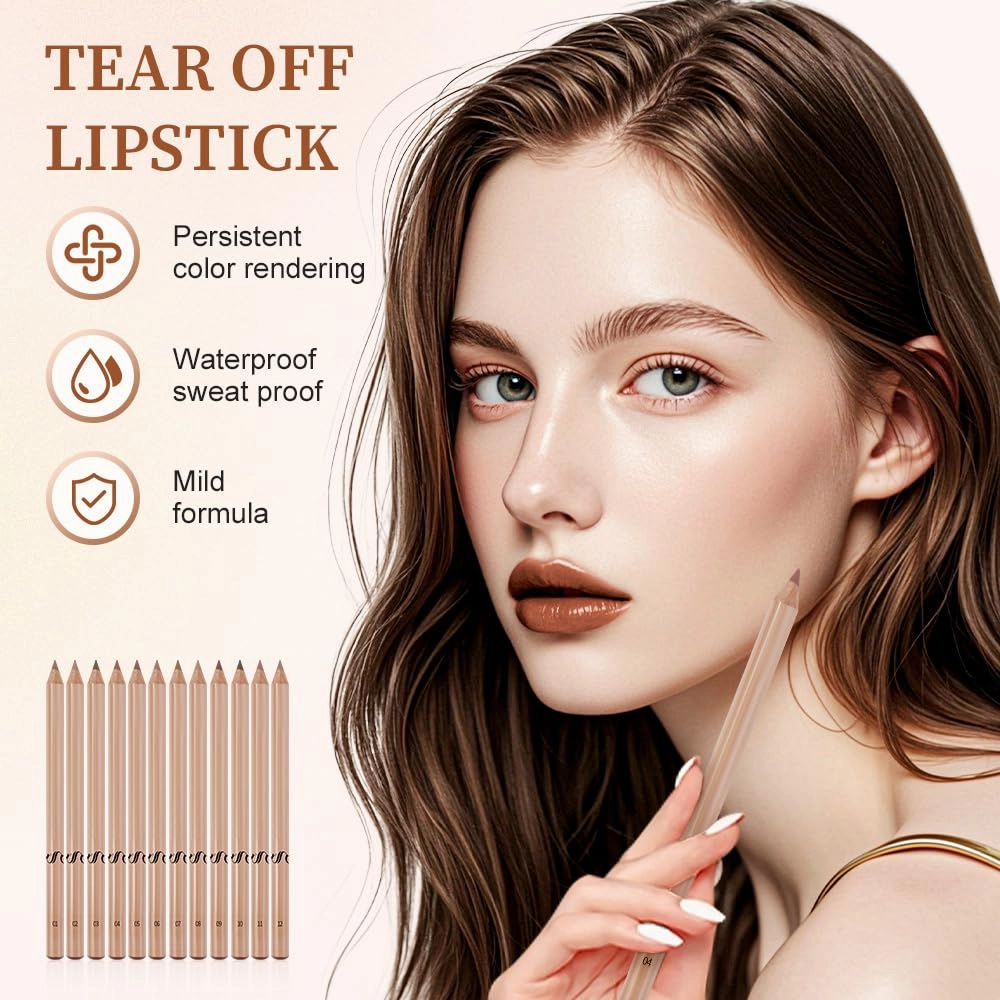 12pcs Long Lasting Matte Lip Liner Set, Waterproof Wear Lip Gloss, Lip Liner Pencil for Painting Outline Plump Lips, Smooth Creamy Texture Velvet Pigmented Lipstick (12pcs, one size)