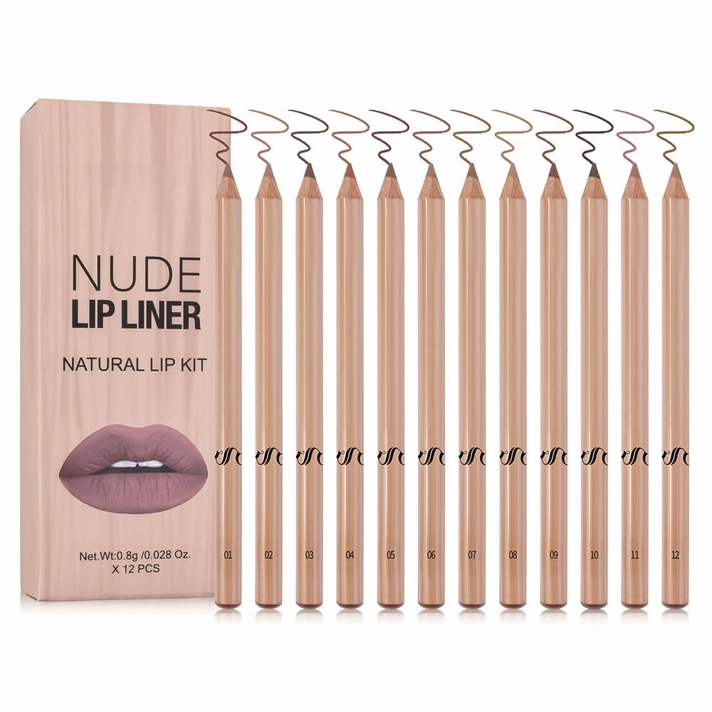 12pcs Long Lasting Matte Lip Liner Set, Waterproof Wear Lip Gloss, Lip Liner Pencil for Painting Outline Plump Lips, Smooth Creamy Texture Velvet Pigmented Lipstick (12pcs, one size)