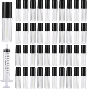 130 Pcs Mini Lip Gloss Tubes with Wand 10ml Empty Lip Gloss Tubes Bulk with 5 Pcs Syringes, Clear Refillable Lip Gloss Containers Lip Gloss Bottles for DIY Makeup, Lipstick Samples, Lip Balms