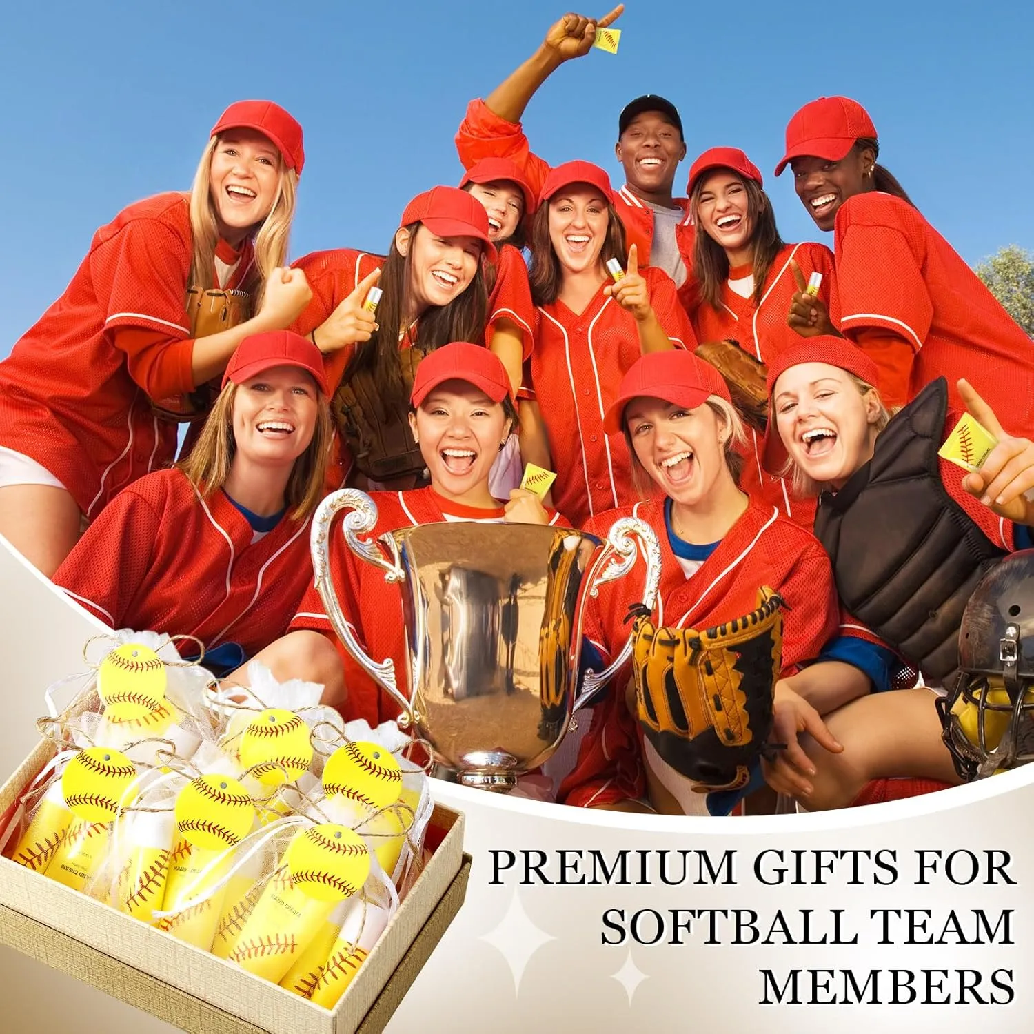 144 Pcs Softball Lip Balm Hand Cream Set Softball Accessories Softball Party Supplies Including 36 Softball Lip Balm 36 Moisturizing Hand Cream 36 Bags 36 Softball Cards and Ropes for Gifts