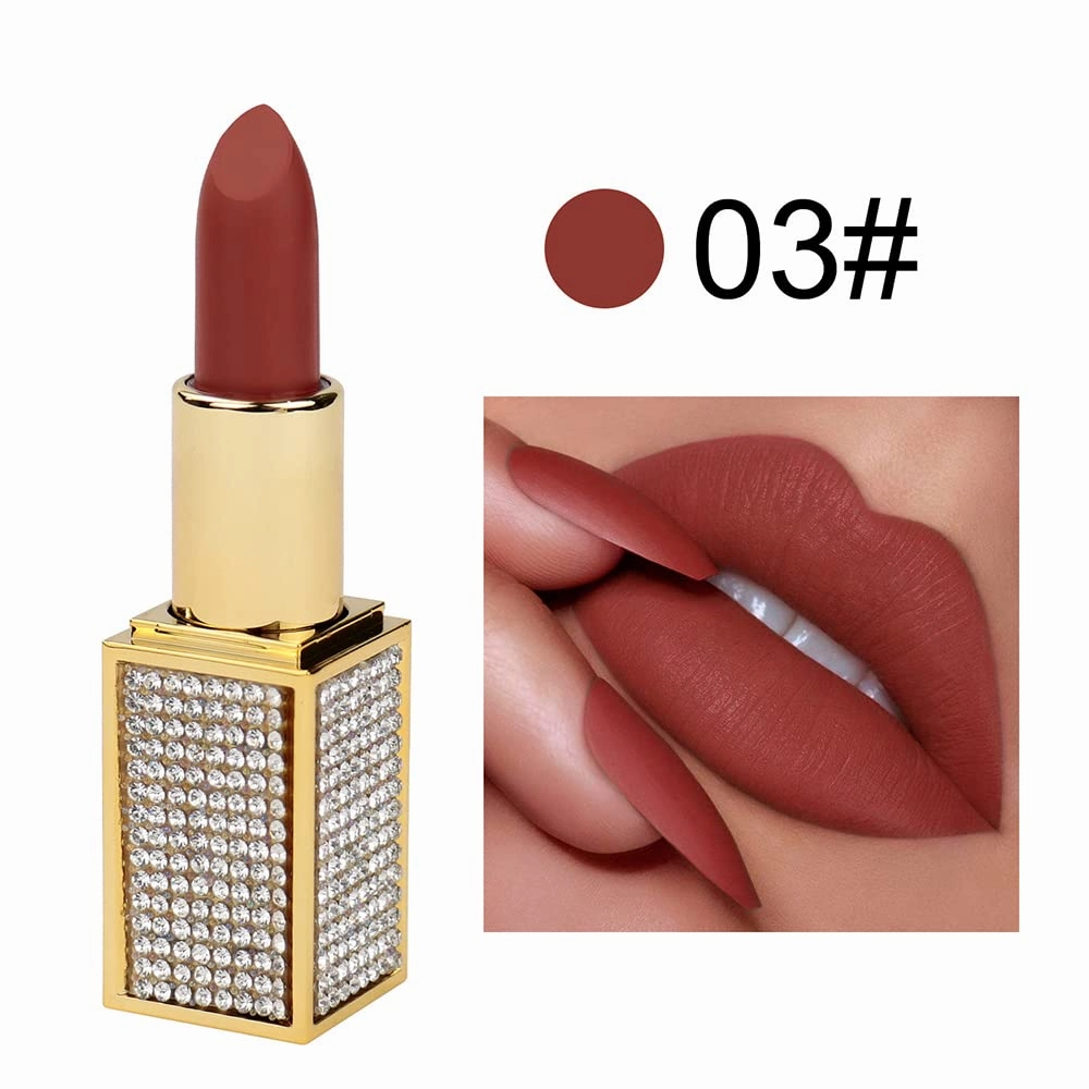 14 Colos Matte Waterproof LipStick Long Lasting Lip Makeup No Fade Pigmented Lip Stick Cosmeitc for Girls and Women Christmas Valentine's Day Gift (03#)