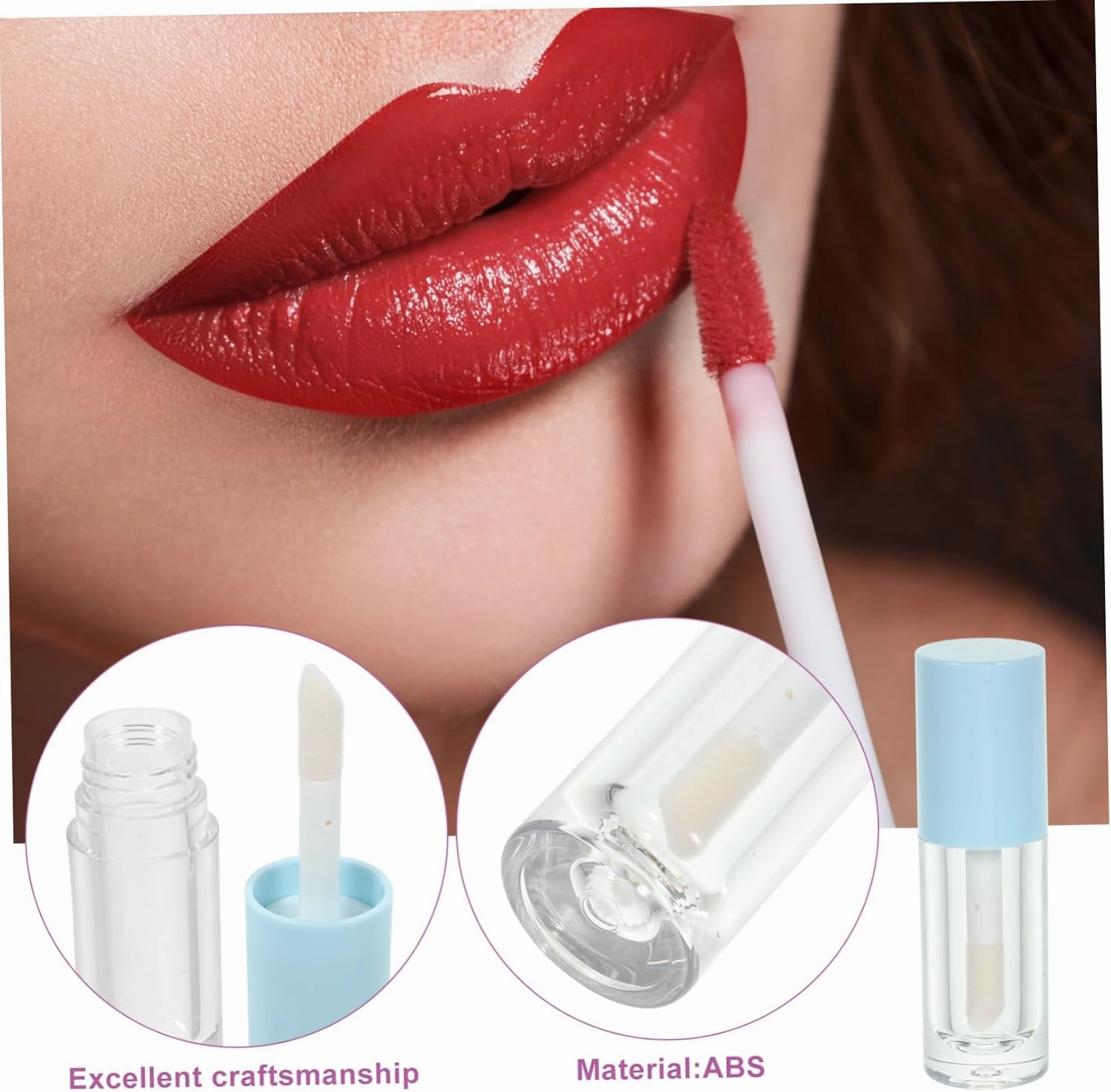 14 Pack Empty Lip Gloss Tubes with Brush Clear Plastic Portable for Cosmetics Refillable