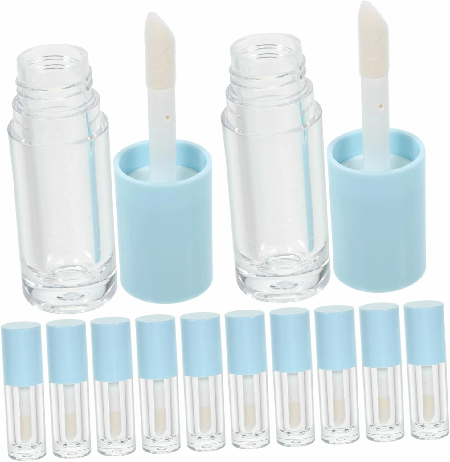 14 Pack Empty Lip Gloss Tubes with Brush Clear Plastic Portable for Cosmetics Refillable