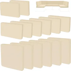 14Pieces Patio Cushion Covers Replacement,Outdoor Couch Cushions Covers Waterproof Furniture Cushion Covers Slipcovers Set with Zippers,Cover Only(Beige, 25.6×25.6×3.94inches)