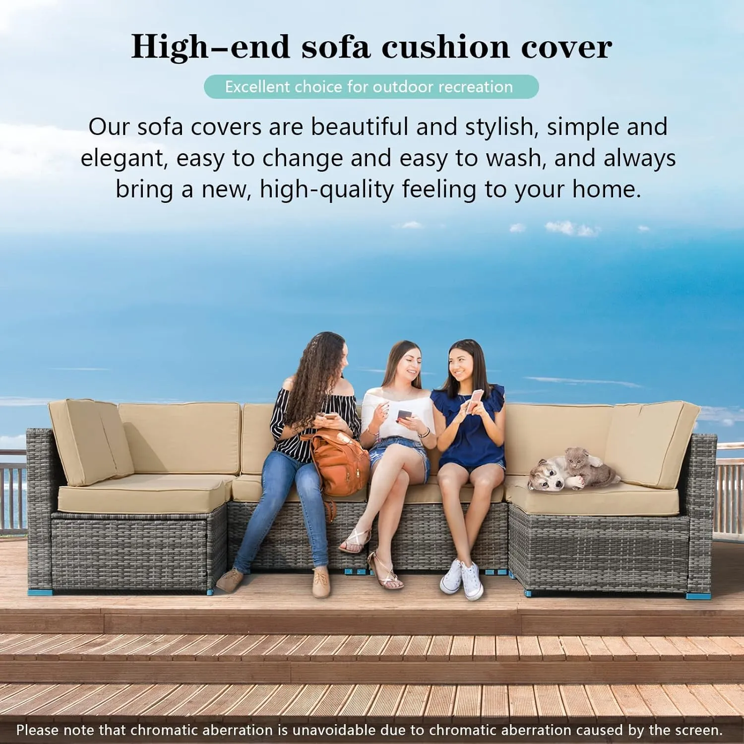 14Pieces Patio Cushion Covers Replacement,Outdoor Couch Cushions Covers Waterproof Furniture Cushion Covers Slipcovers Set with Zippers,Cover Only(Beige, 25.6×25.6×3.94inches)