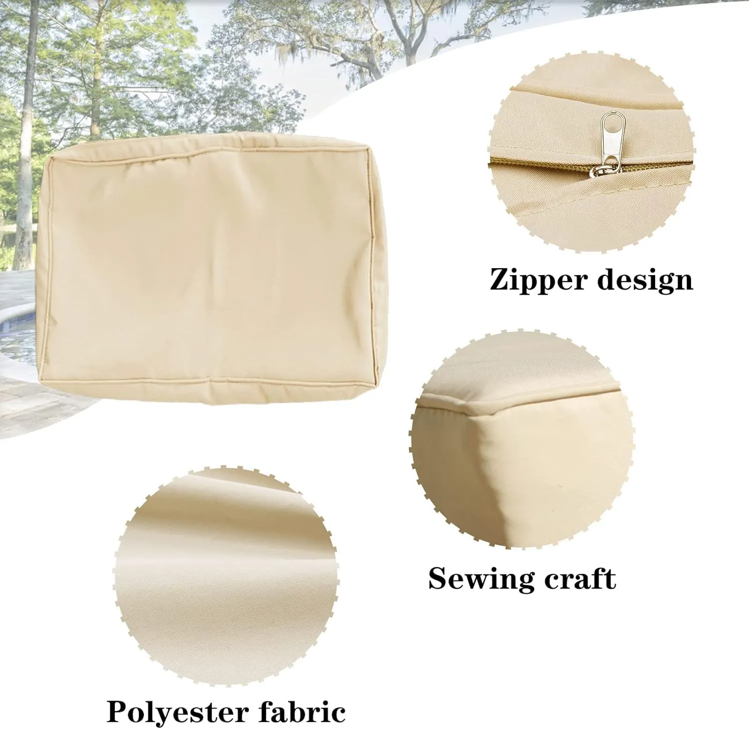 14Pieces Patio Cushion Covers Replacement,Outdoor Couch Cushions Covers Waterproof Furniture Cushion Covers Slipcovers Set with Zippers,Cover Only(Beige, 25.6×25.6×3.94inches)