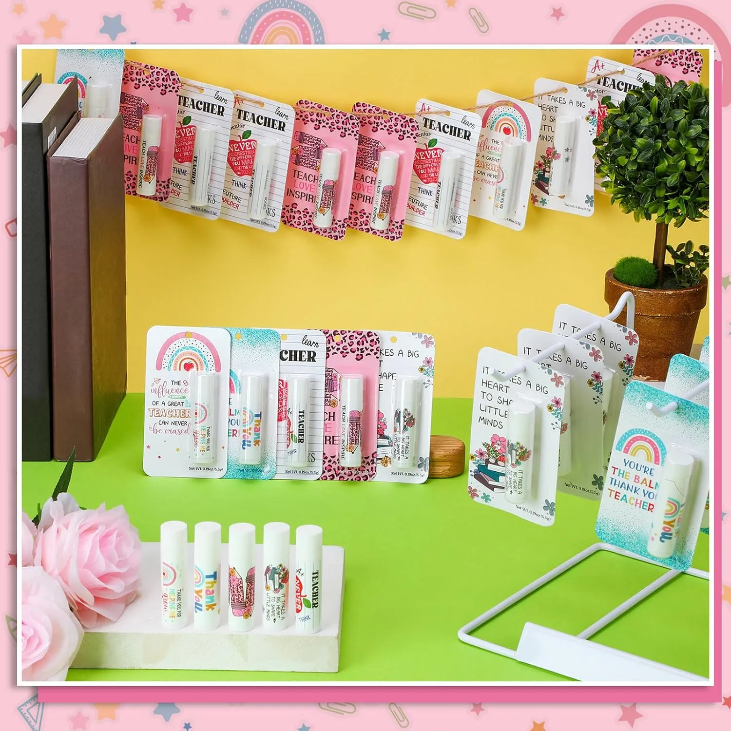 15 Pack Back to School Teacher Appreciation Gifts Bulk Lip Balms Teacher Employee Coworkers Team Thank You Gift Back to School Honey Flavor Balm Inspirational Motivational Summer Party Favors