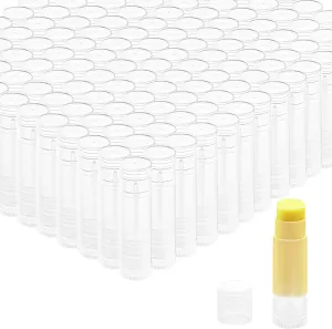 150 Pcs 5.5g Twist-up Lip Balm Tubes,Empty Plastic Chapstick Containers Rotatable Deodorant Sample Containers for DIY Lipsticks,Lip Gloss,Homemade Solid Perfume,Suitable for Filling Tray,Clear