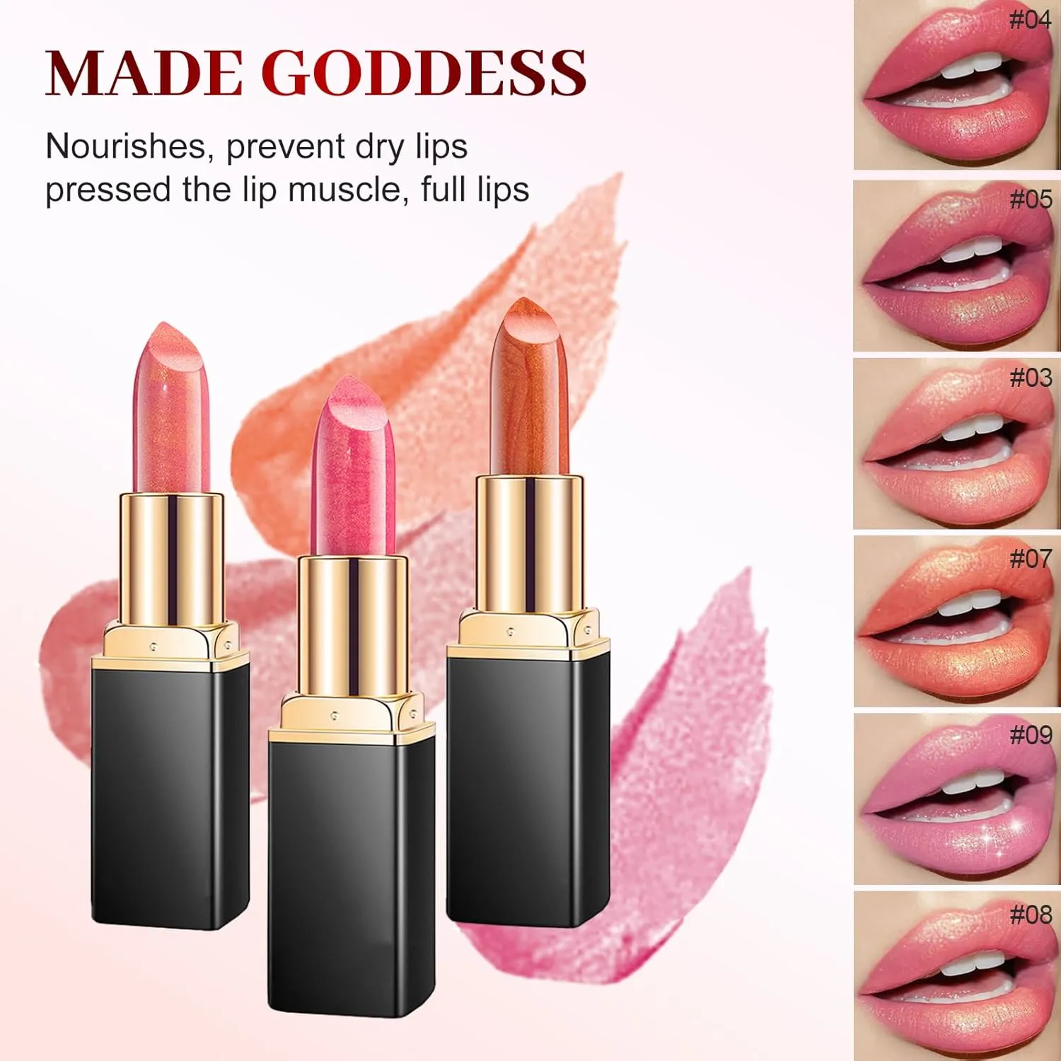 2 Pcs Diamond Lip Gloss Glitter Lipstick Waterproof, Diamond Glitter Lipstick, Shimmer Metallic Sparkly Lip Gloss, Waterproof and Smudge Proof Glitter Lip Gloss for Women Makeup (2# 3#, 0.12 Fl Oz)