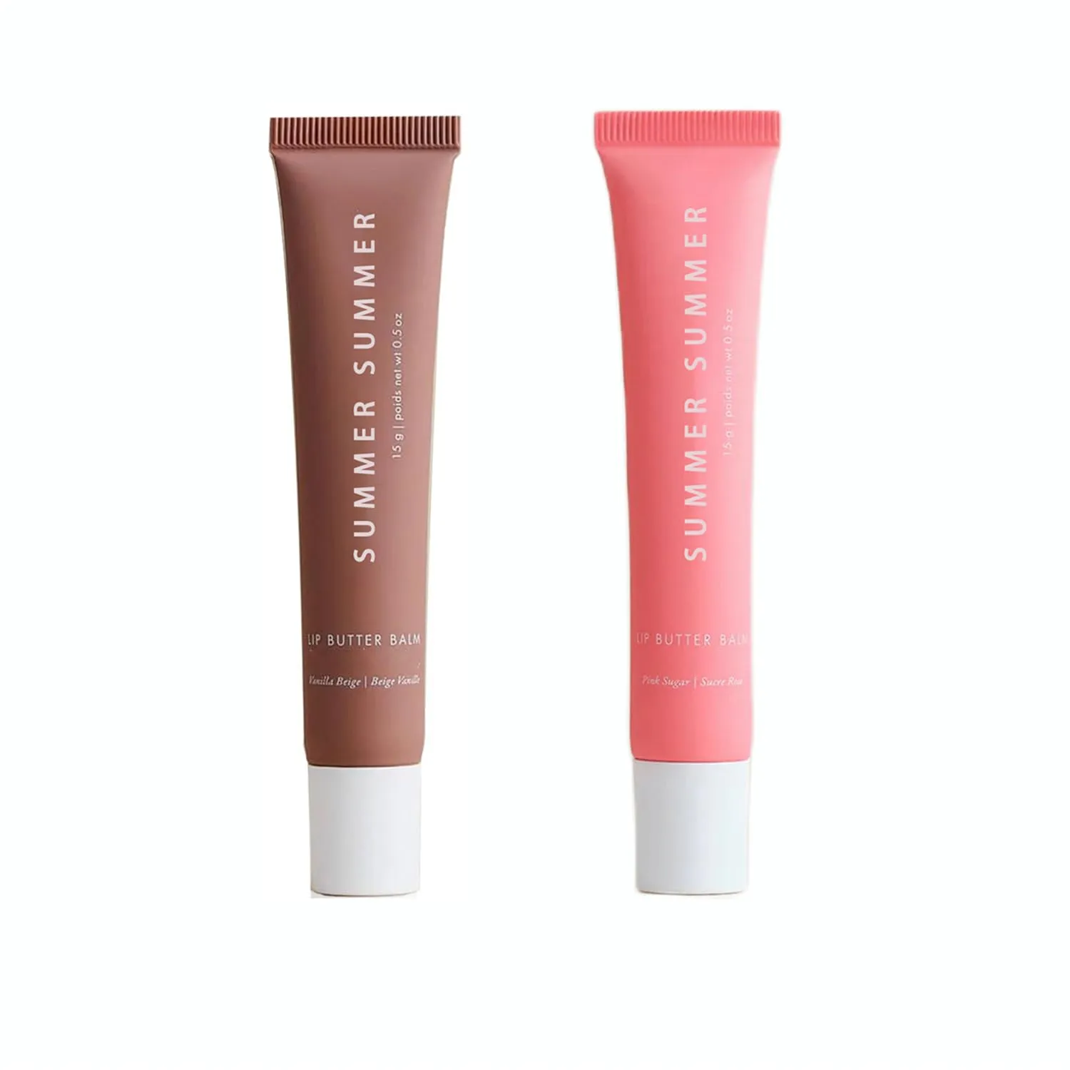 2 PCS Summer Lip Butter Balm, Conditioning Lip Gloss Lip Balm for Dry Lip, Soothing Lip Care (Pink Sugar Vanilla Beige, 15g)