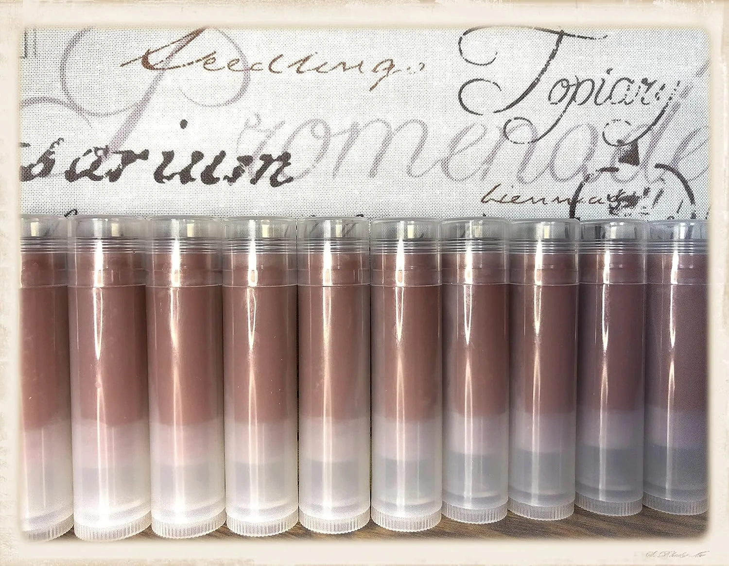 20 APPLE CIDER DONUT Flavored Brown Tinted Sweetened Lip Balms in Clear Tubes - Handmade - Wholesale Bulk Made in the USA