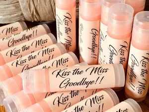 20 KISS THE MISS GOODBYE Bridal Shower Rosé Wine Lip Balms Bachelorette Party