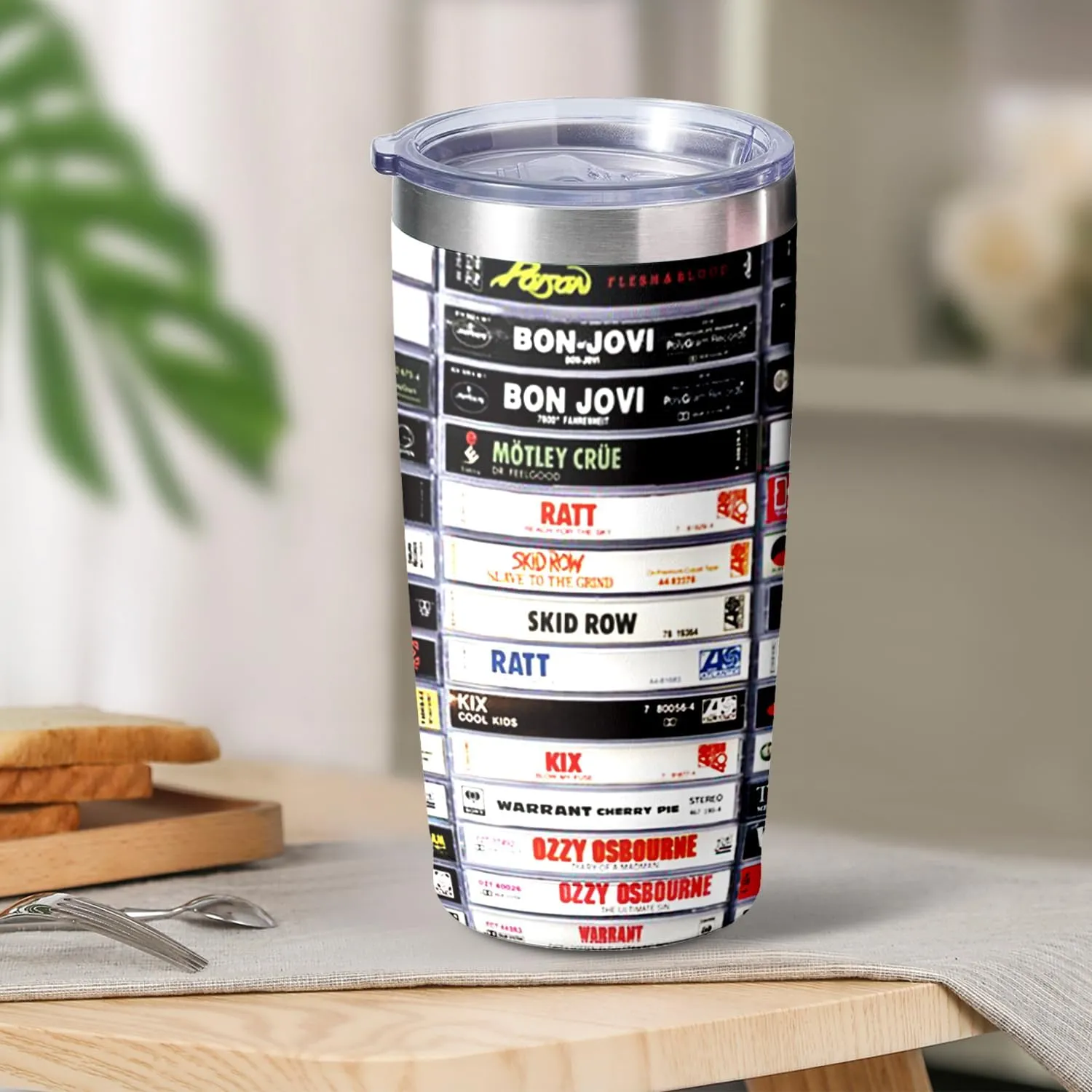 20 oz Stainless Steel Heavy Metal Rock Tapes Travel Mug - Double Wall Vacuum Insulated Drinking Cup with Straw and Lid - Reusable