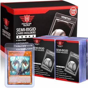 200ct Semi Rigid Card Holders for Trading Cards, Card Sleeves with 1/2" Lip Baseball Card Protector for PSA, BGS, CSG Graded Card Submissions for Standard Card Collection and Display