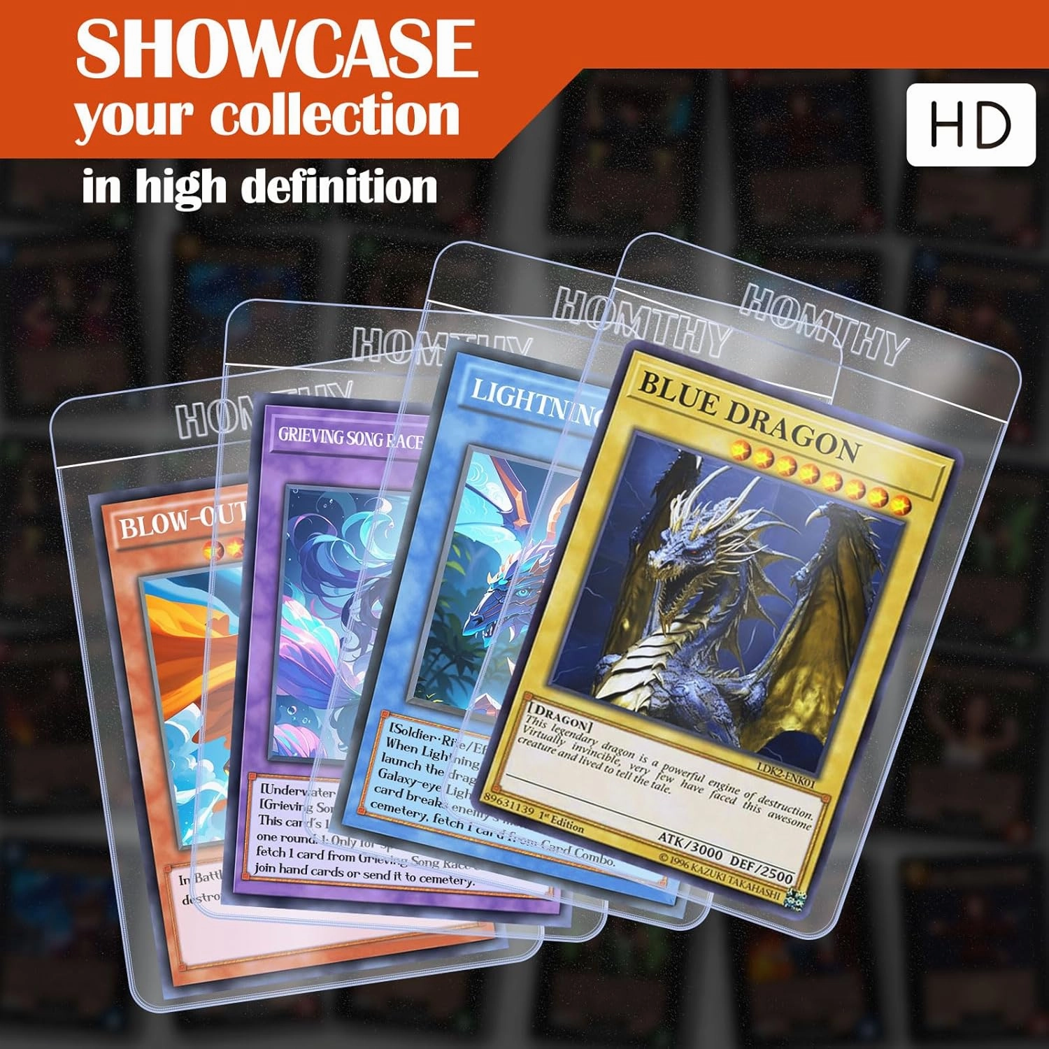 200ct Semi Rigid Card Holders for Trading Cards, Card Sleeves with 1/2" Lip Baseball Card Protector for PSA, BGS, CSG Graded Card Submissions for Standard Card Collection and Display