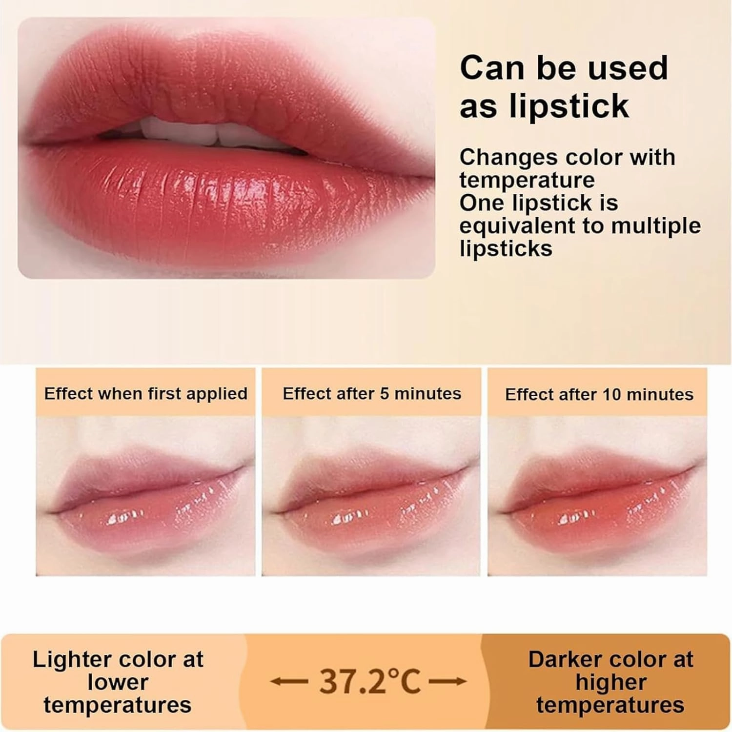 2025 NEW Gold Crystal Color Changing Lipstick - Color Changing Lipstick, Novealcrbe Mood Lipsticks, Color Changing Lipsticks For Women, Moisturizing Lip Balm, Long Lasting 24 Hours (2pcs)