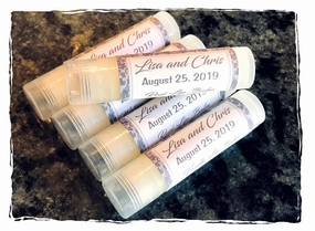 20 Destination Wedding Customized Lip Balms in Tropical Flavors (Vanilla Coconut)