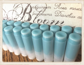 20 Malibu Bay Breeze Handmade Blue Tinted Lip Balms Without Labels in Clear Tubes Bulk