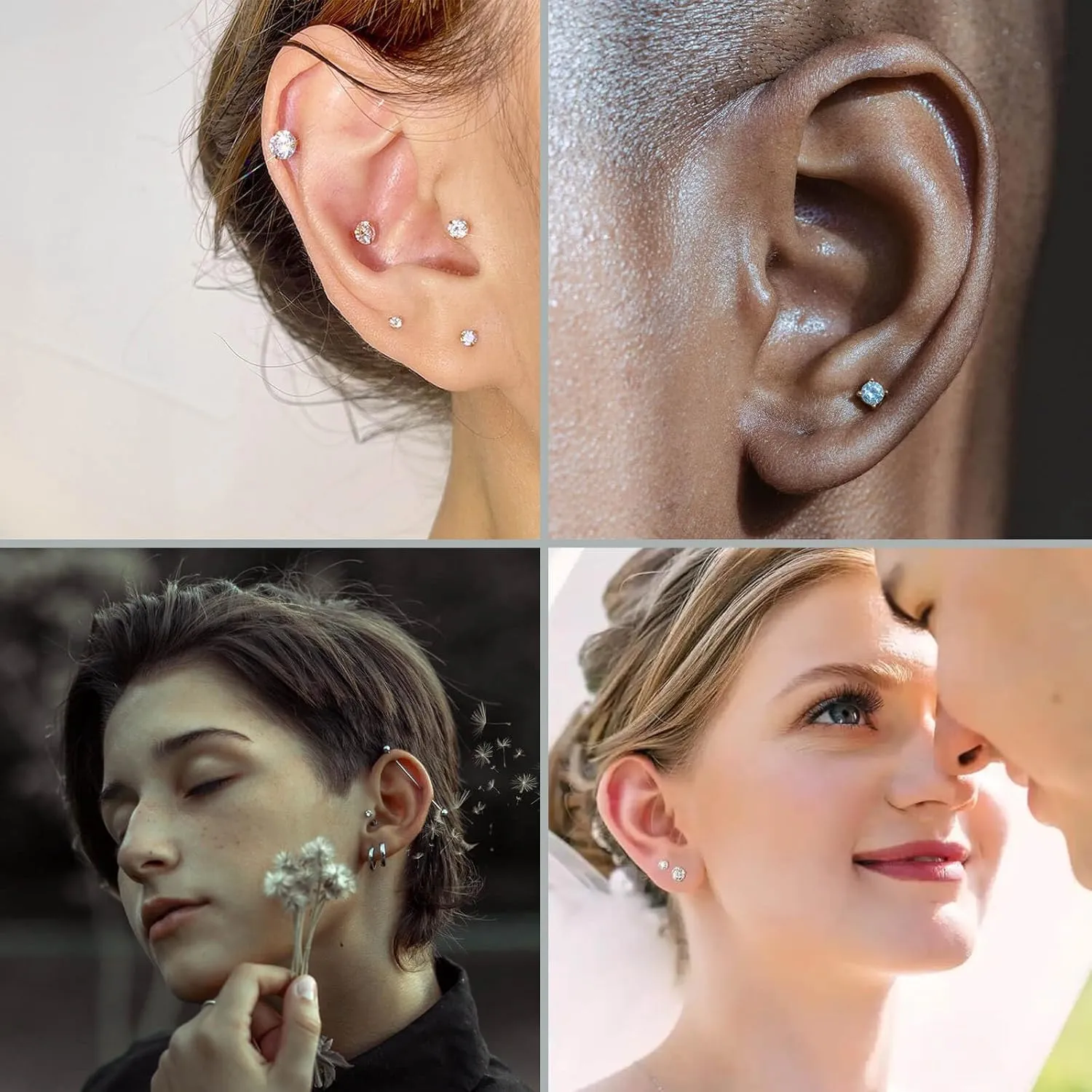 20G Flat Back Earrings Stud G23 Titanium Threadless Tragus Labret Cartilage Lip Medusa Conch Body Piercing Jewelry Hypoallergenic for Women Men