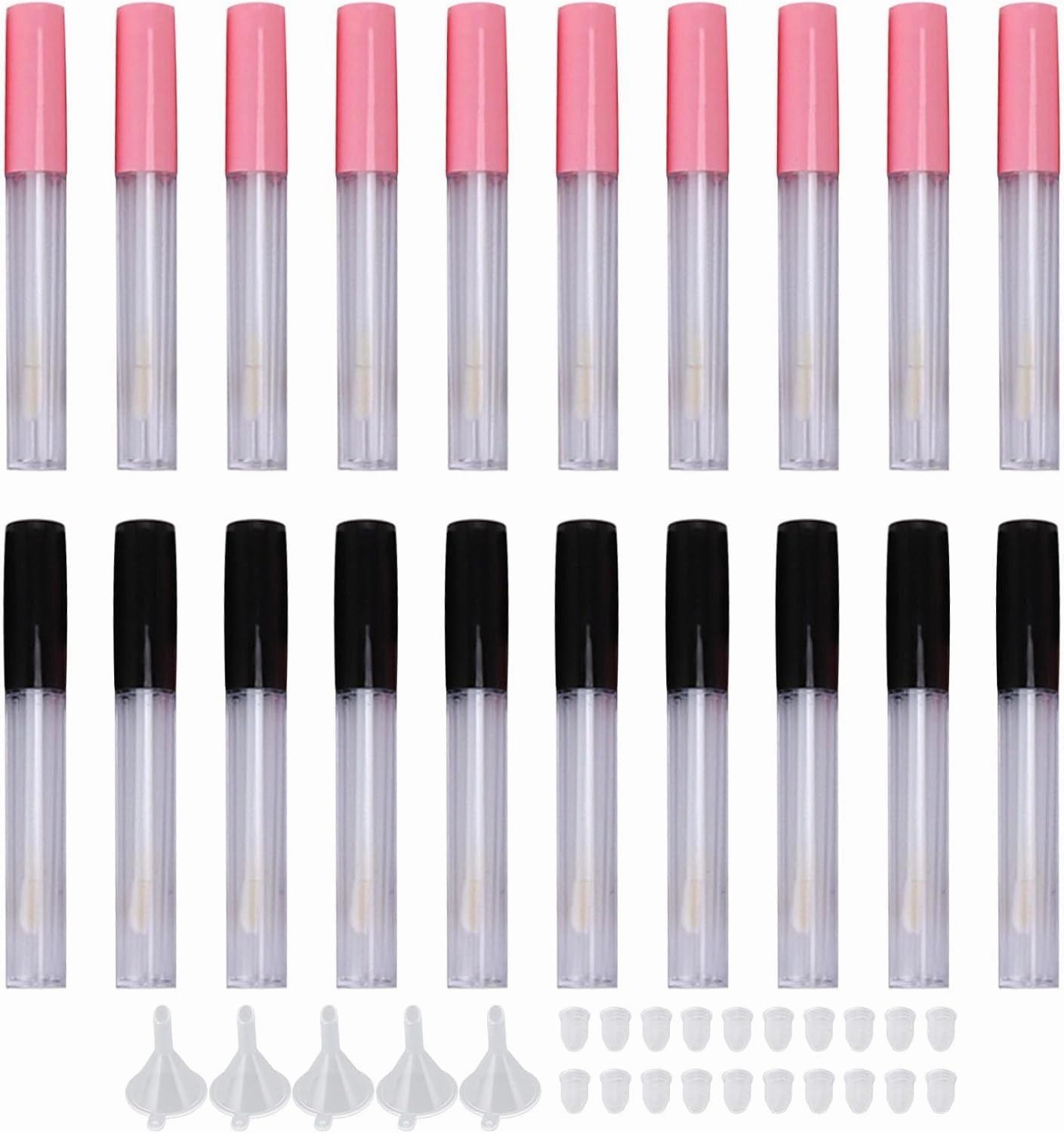 20pcs Empty Lip Gloss Tubes, Containers Clear Mini Refillable Lip Balm Bottles with Wand Brush