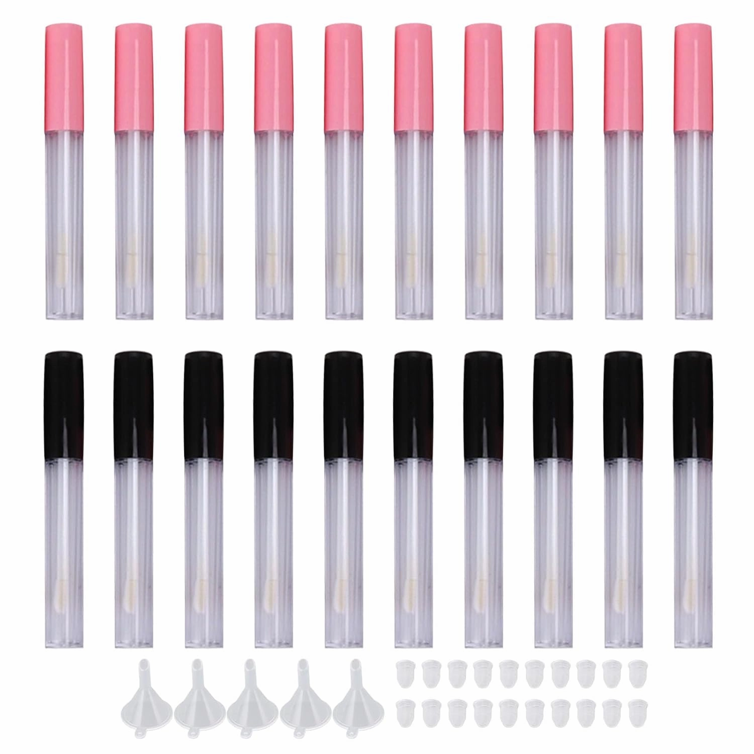 20pcs Lip Gloss Tube, Empty Lip Gloss Tubes Containers Clear Mini Refillable Lip Balm Bottles with Wand Brush