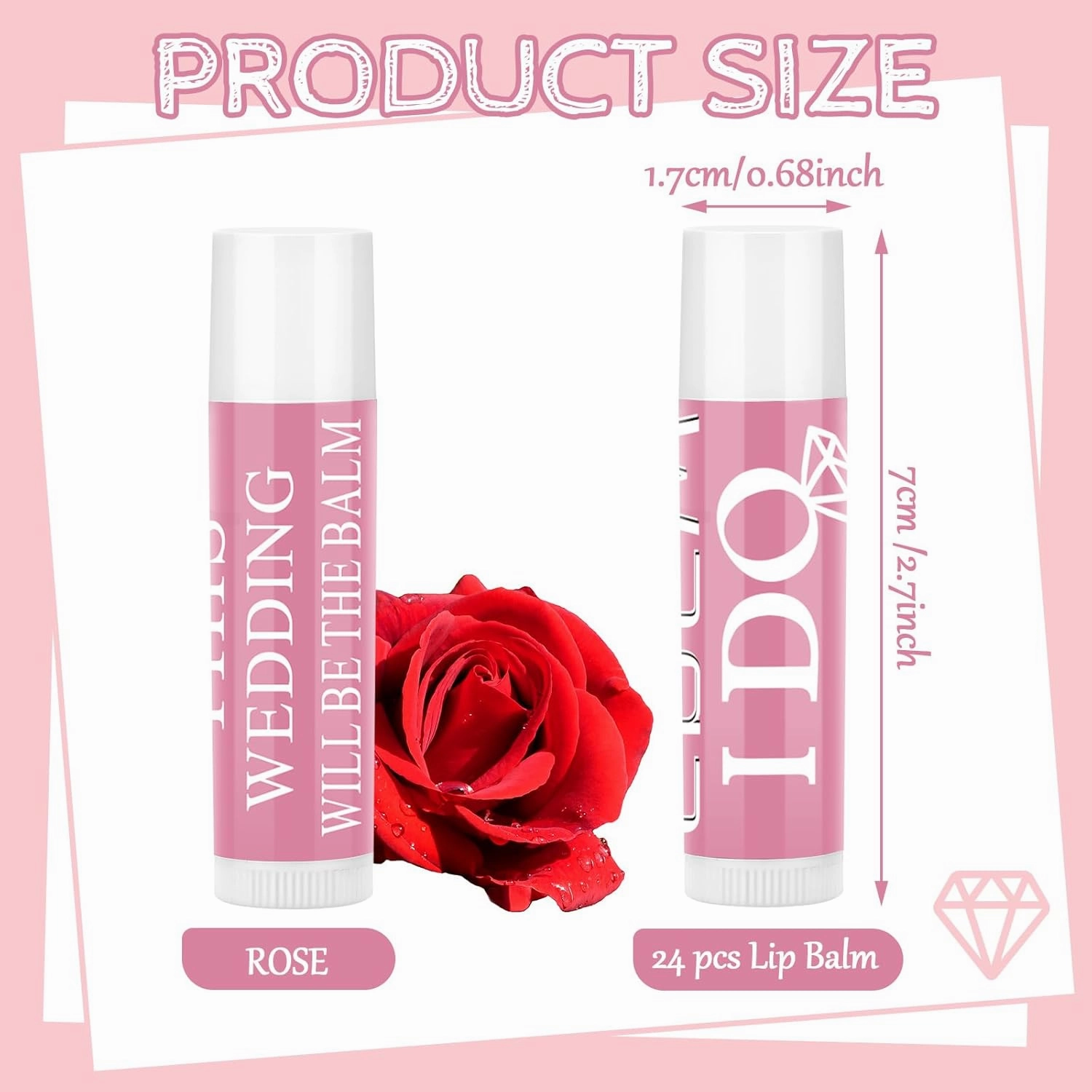 24 Pcs Bachelorette Lip Balm I Do Crew Wedding Party Gifts Bachelorette Lip Balm Gift Wedding Favors for Party Guest Supplies(Pink)