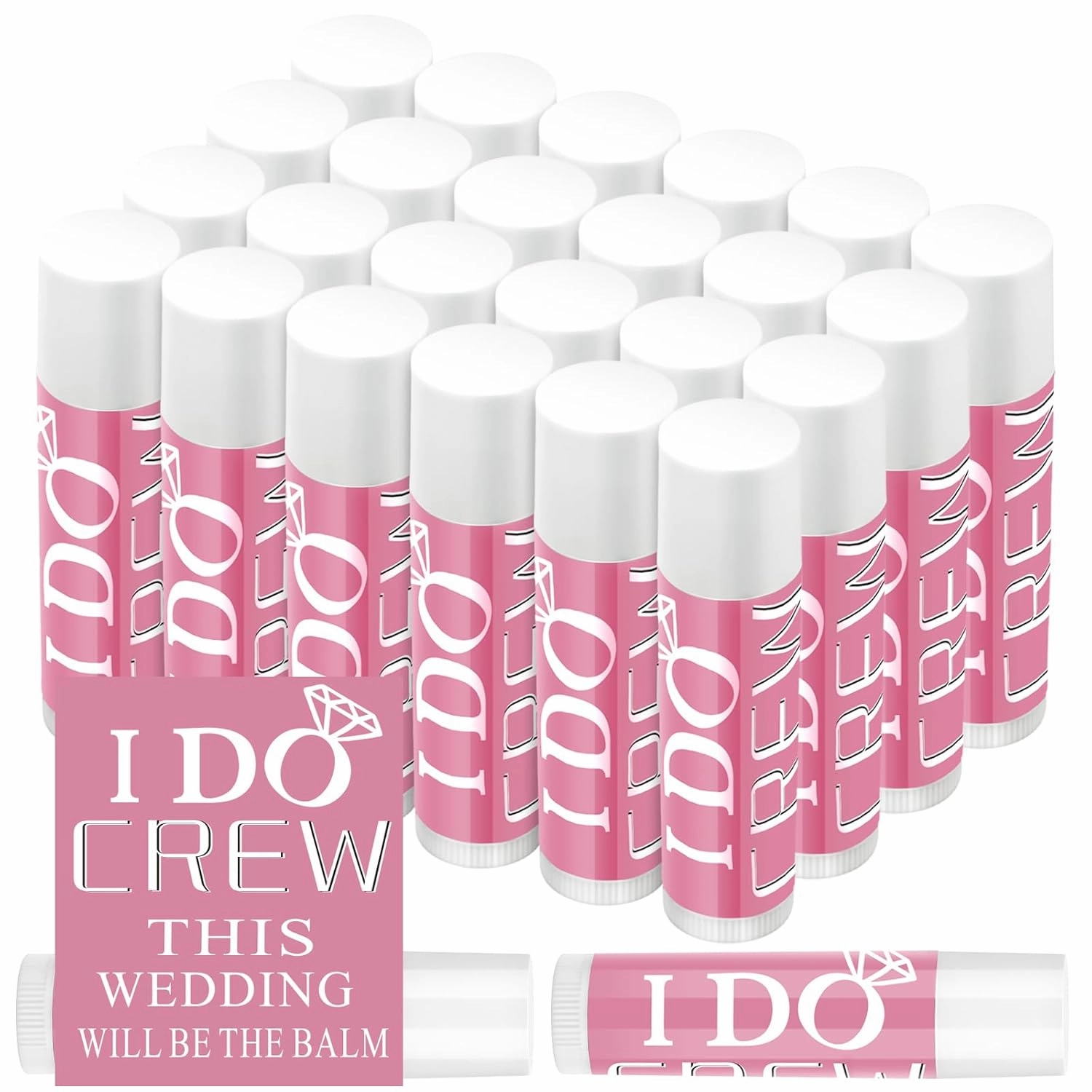 24 Pcs Bachelorette Lip Balm I Do Crew Wedding Party Gifts Bachelorette Lip Balm Gift Wedding Favors for Party Guest Supplies(Pink)